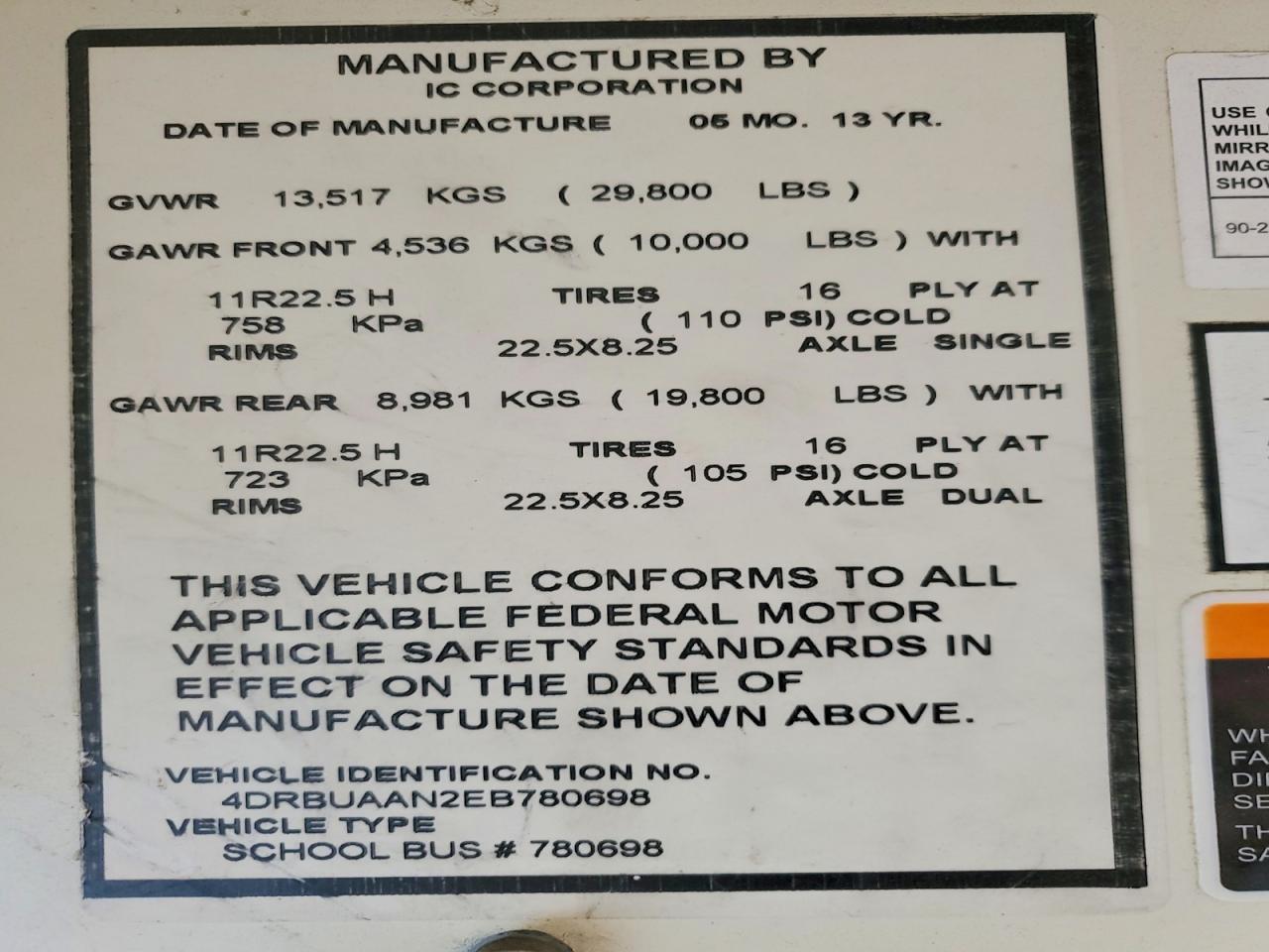 2014 Ic Corporation CE Series School-School Bus