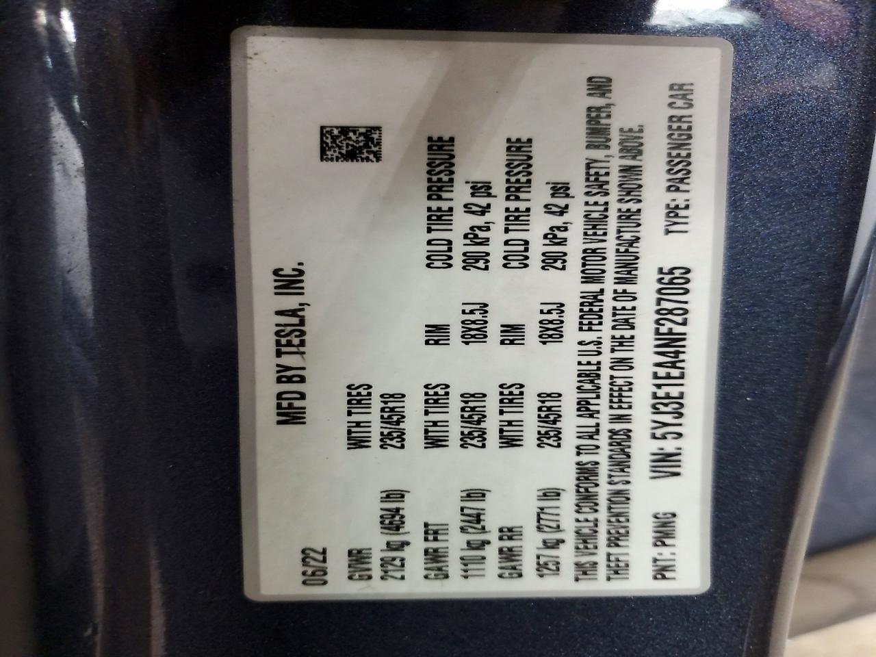 2022 Tesla Model 3