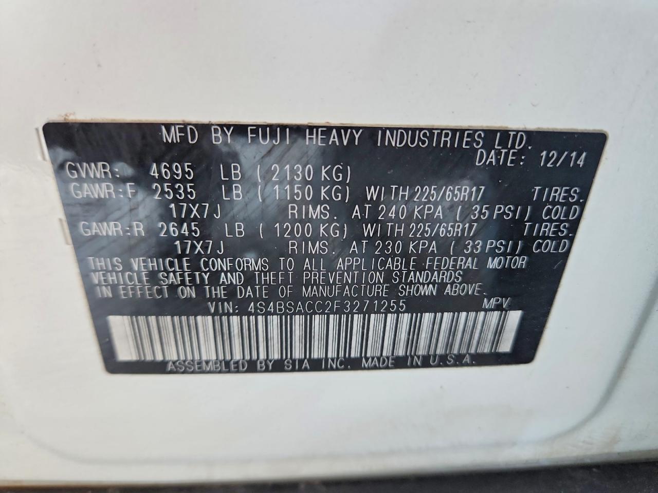 2015 Subaru Outback 2.5i Premium