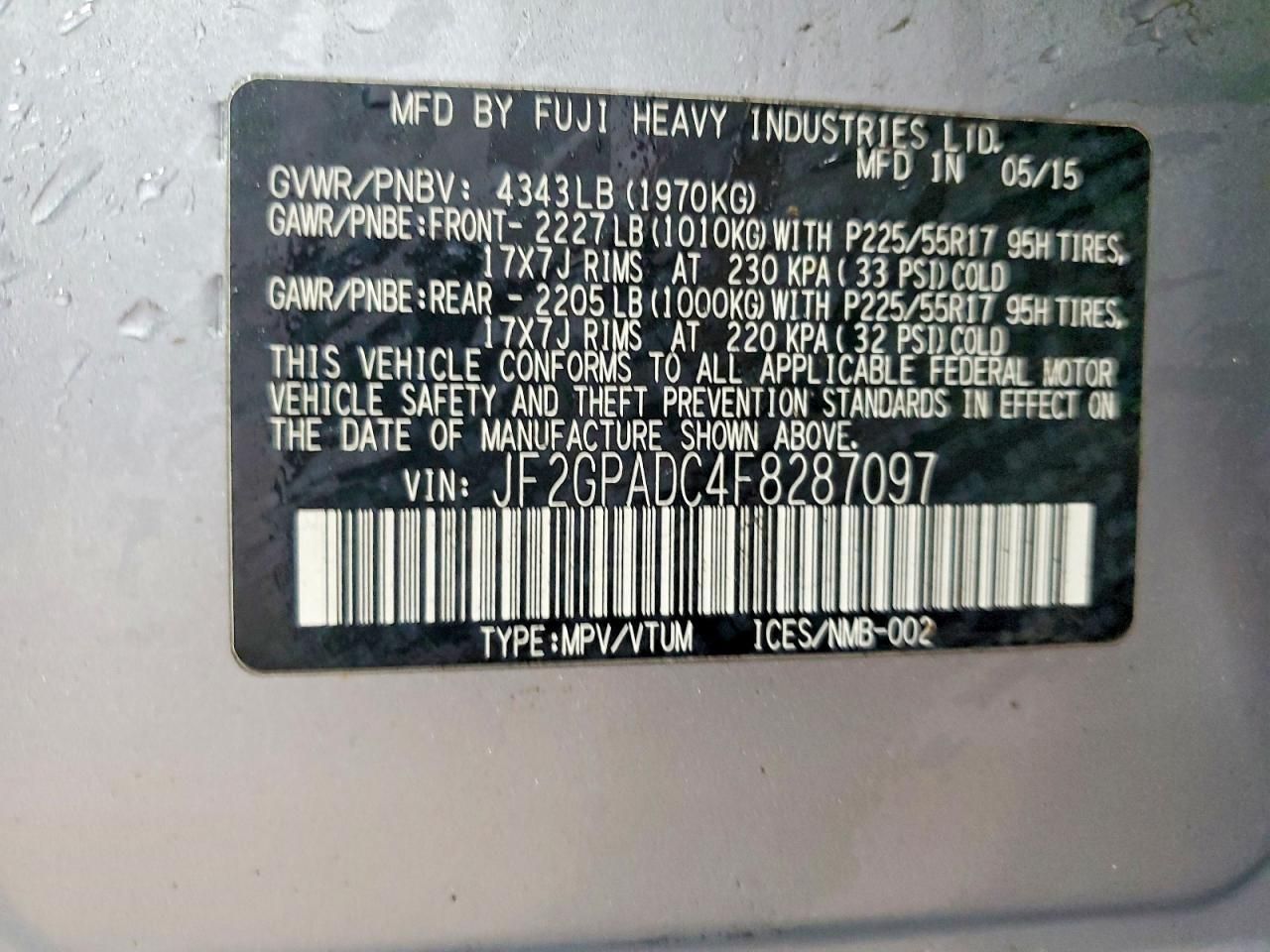 2015 Subaru Xv Crosstrek 2.0 Premium