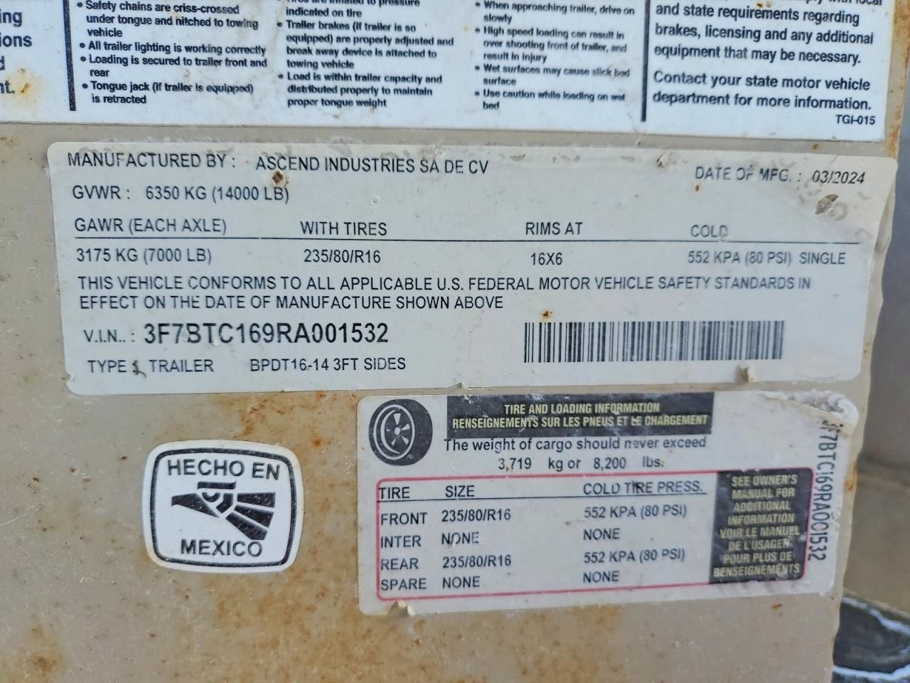 2024 Ascend BPDT16-14 3FT Sides Dump Trailer