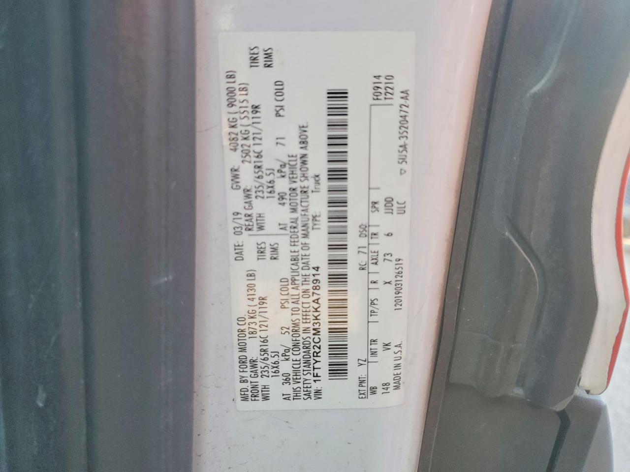 2019 Ford Transit 250 Utility / Service Van