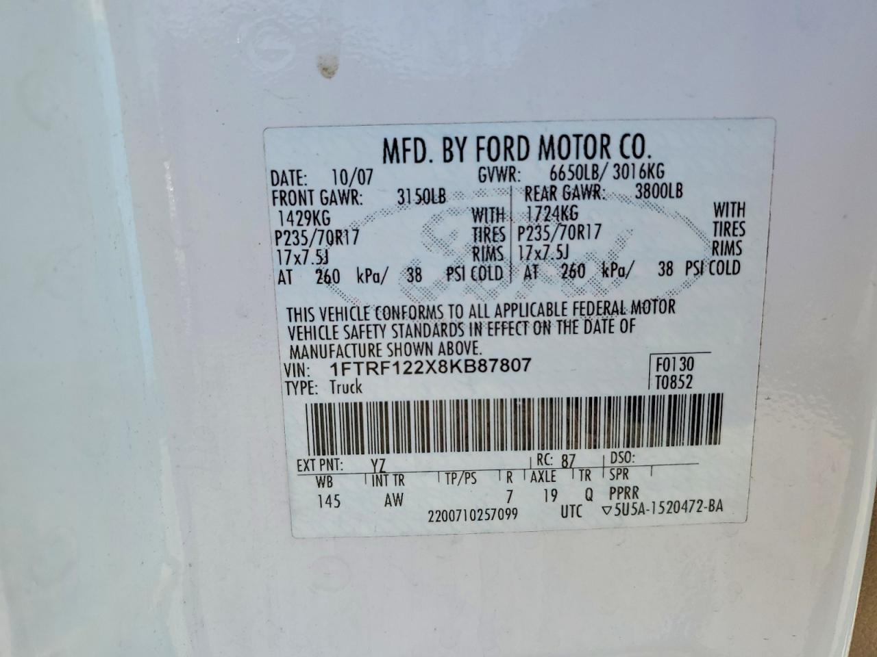 2008 Ford F150 Super Duty Utility / Service Truck