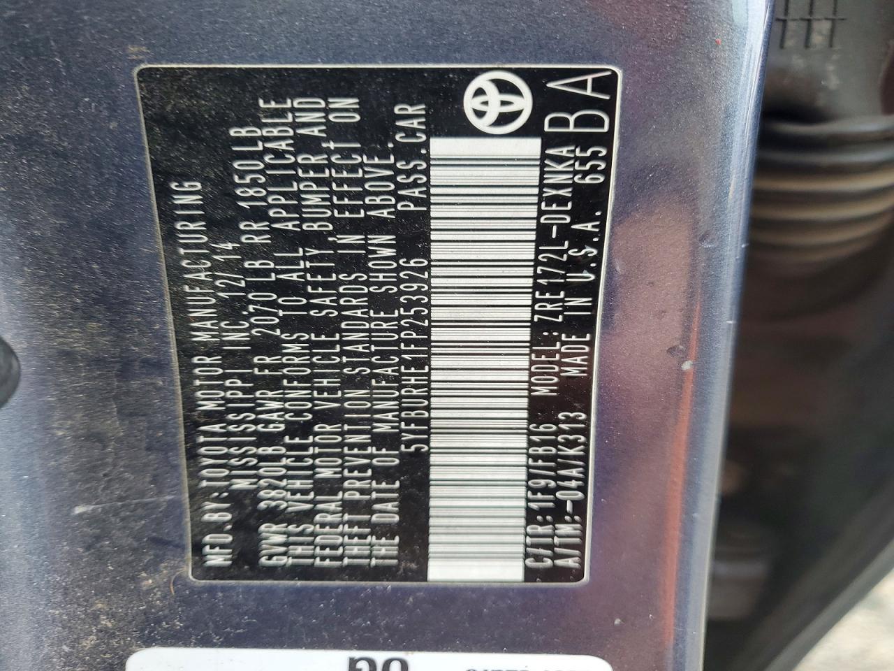 2015 Toyota Corolla l