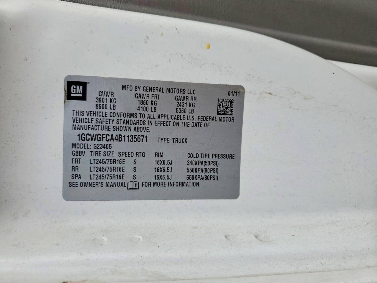 2011 Chev Rolet Express 2500 Utility / Service Van