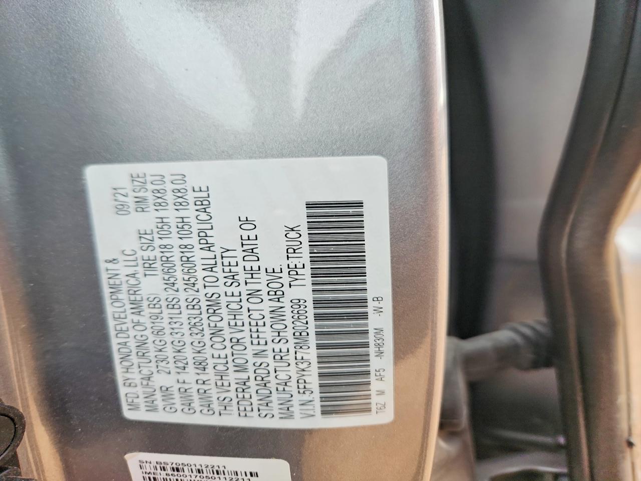 2021 Honda Ridgeline RTL