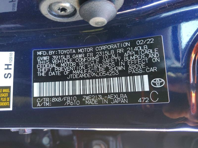 2022 Toyota Corolla Hybrid le