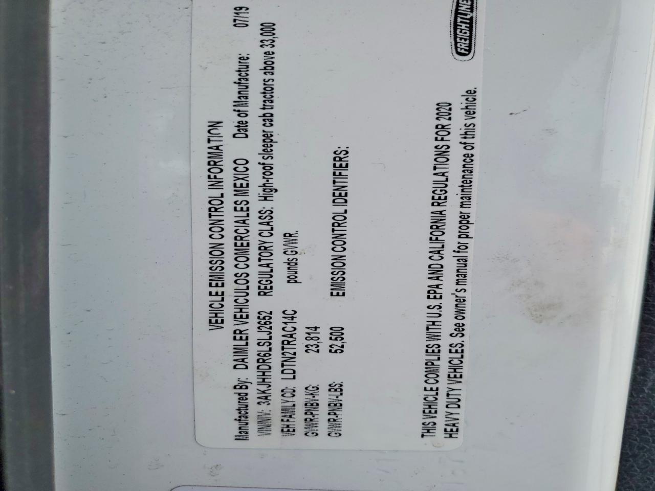 2020 Freightliner Cascadia 126 Semi Truck