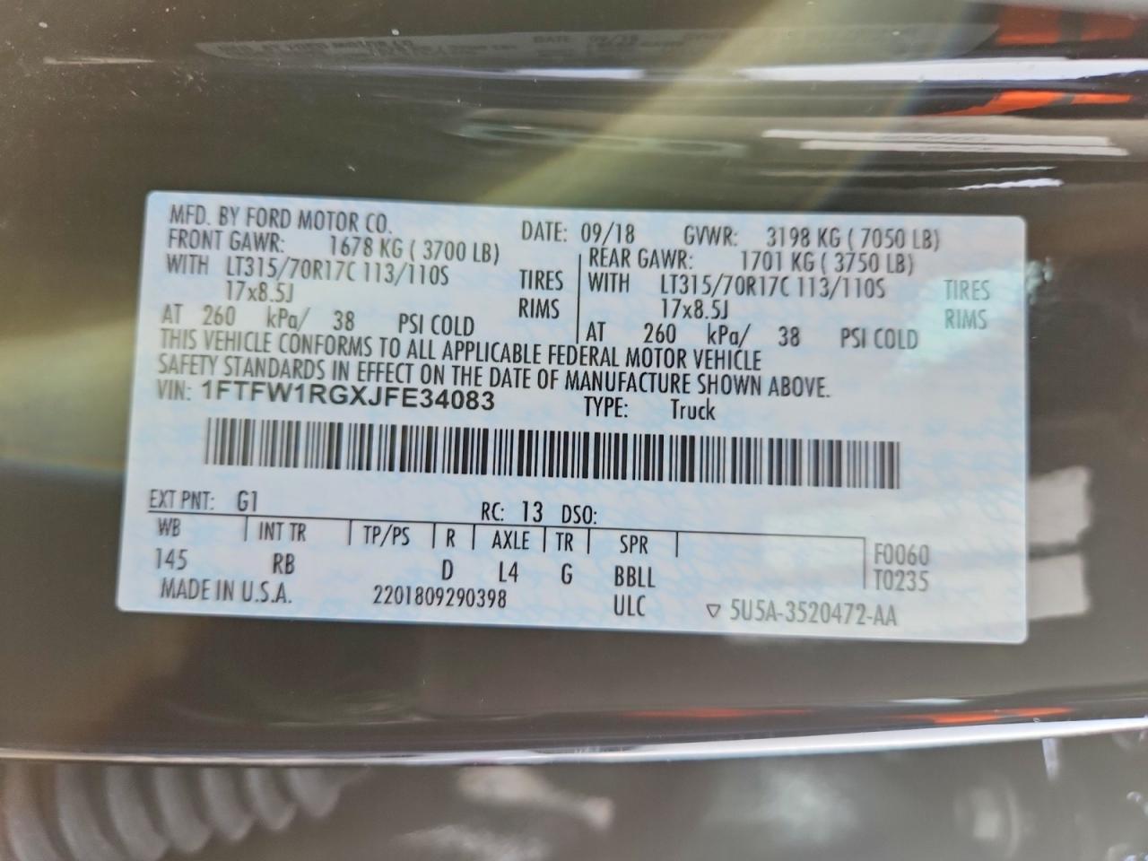 2018 Ford F150 Raptor