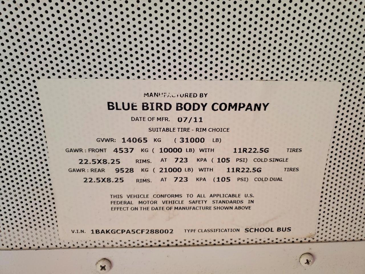 2012 Bluebird School Bus