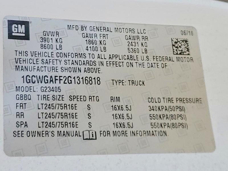 2016 Chevrolet Express 2500 Cargo Utility / Service van
