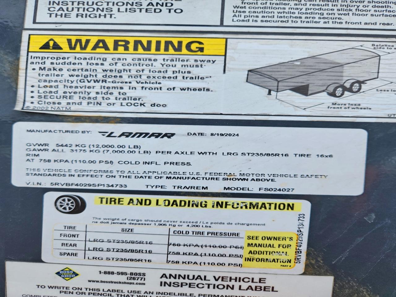 2025 Lamar Trailers 2025 Lamar FS024027 Flatbed Trailer