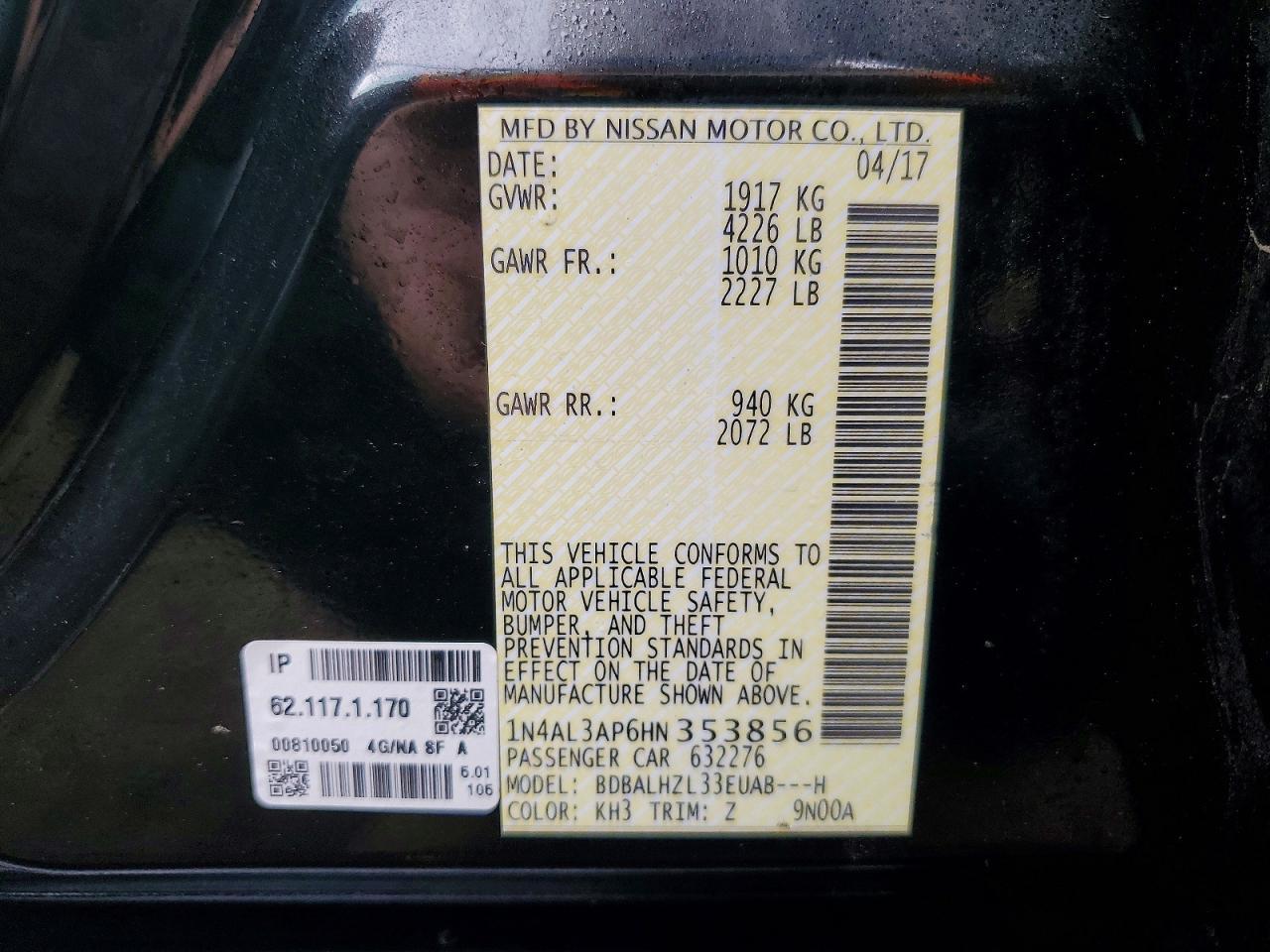 2017 Nissan Altima 2.5 sr