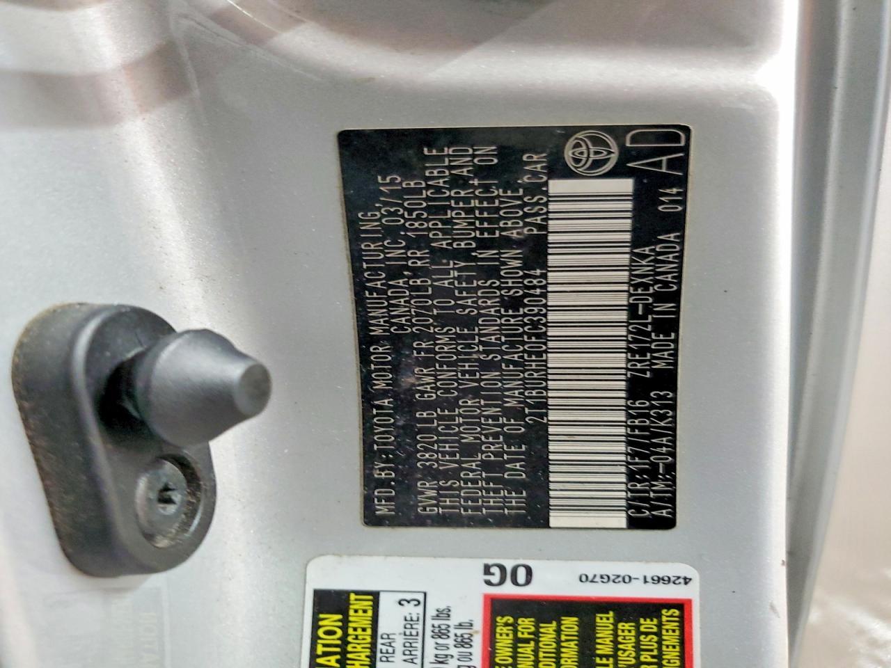 2015 Toyota Corolla l