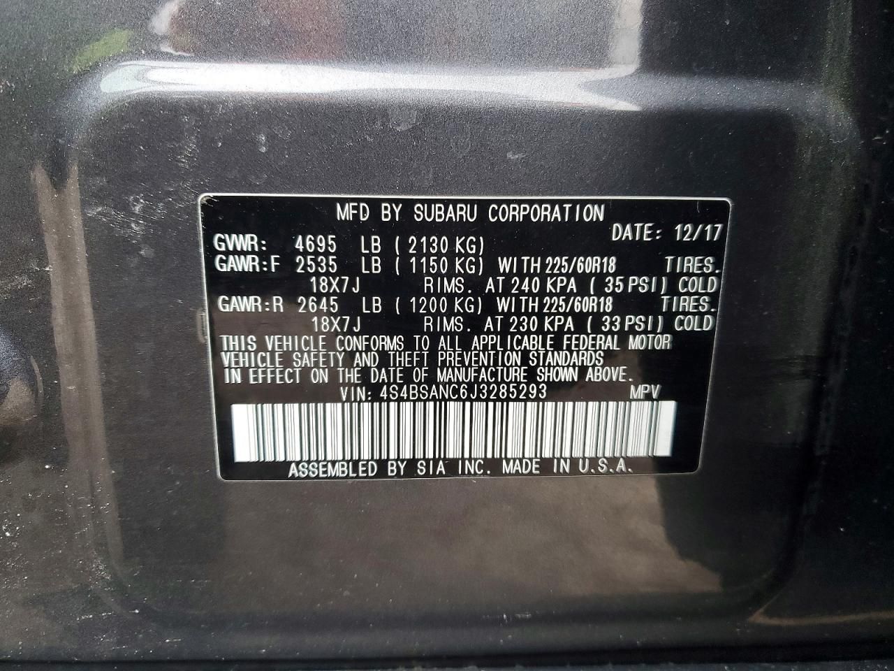 2018 Subaru Outback 2.5i Limited