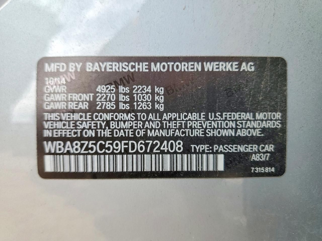 2015 BMW 328 Xigt Sulev