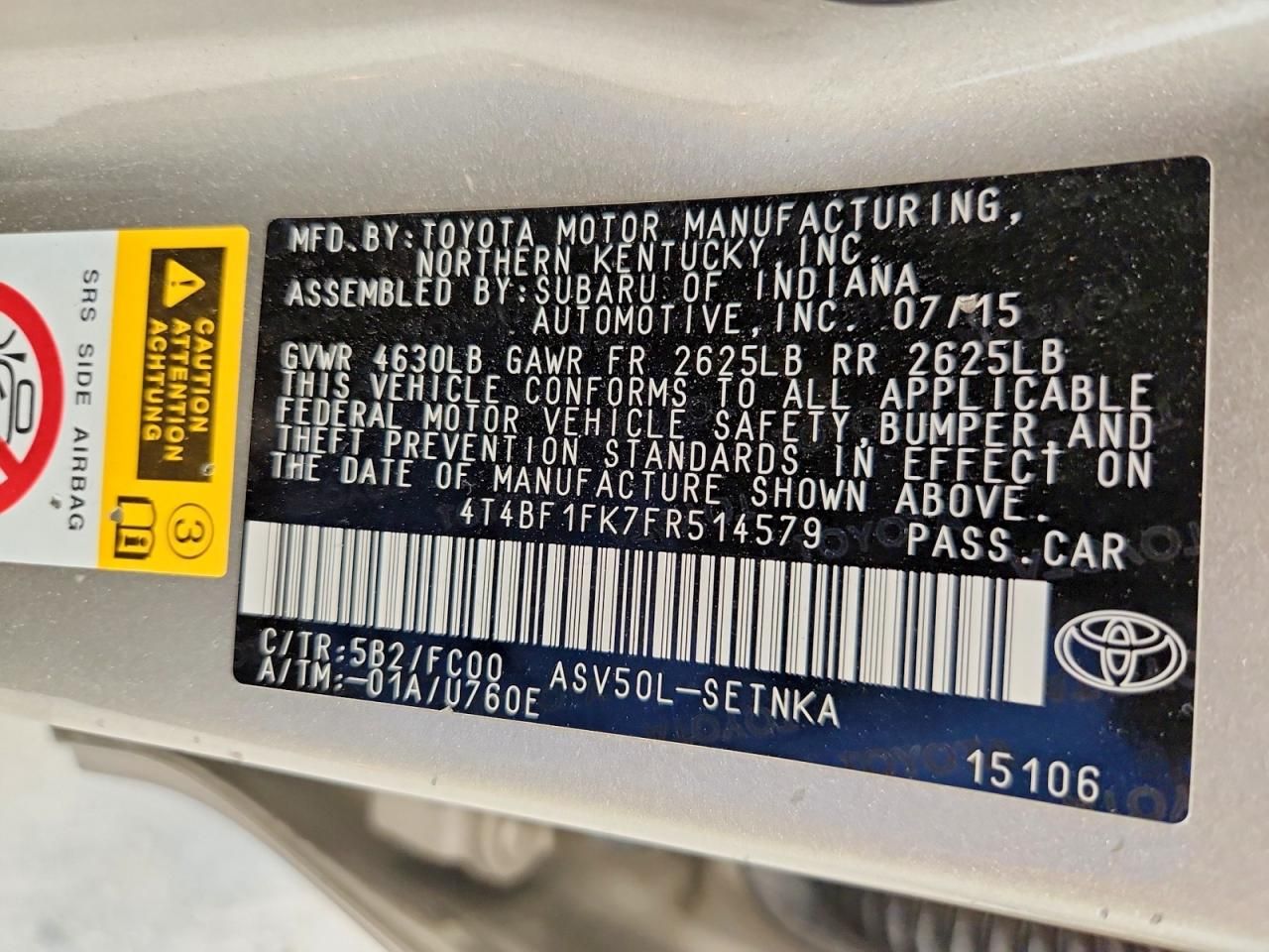 2015 Toyota Camry le