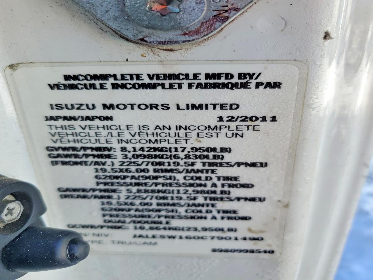 2012 Isuzu 2012 Isuz Cab Over BOX Truck