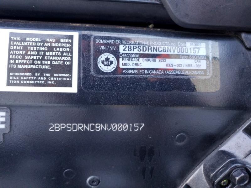 2022 Skidoo 2022 Skid Renegade Enduro