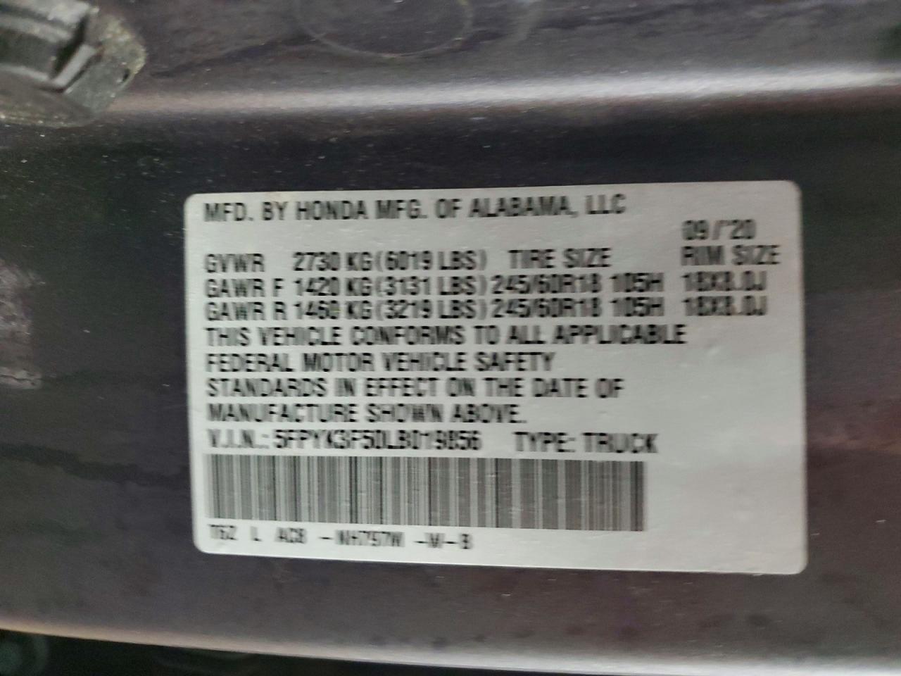 2020 Honda Ridgeline RTL