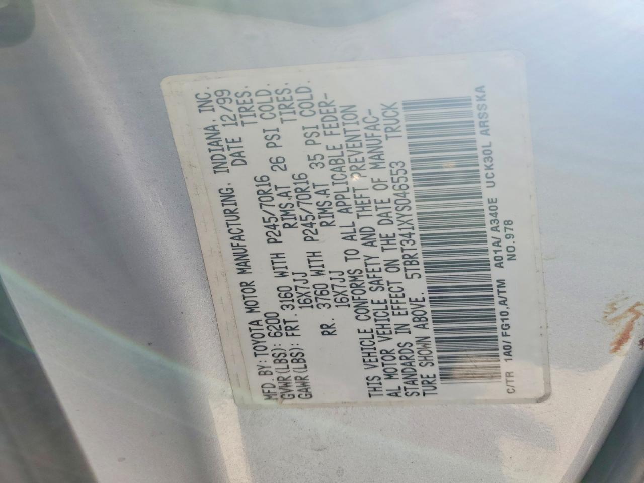 2000 Toyota Tundra Access Cab