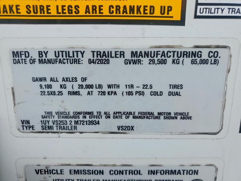 2021 Utility VS2DX DRY Van Trailer