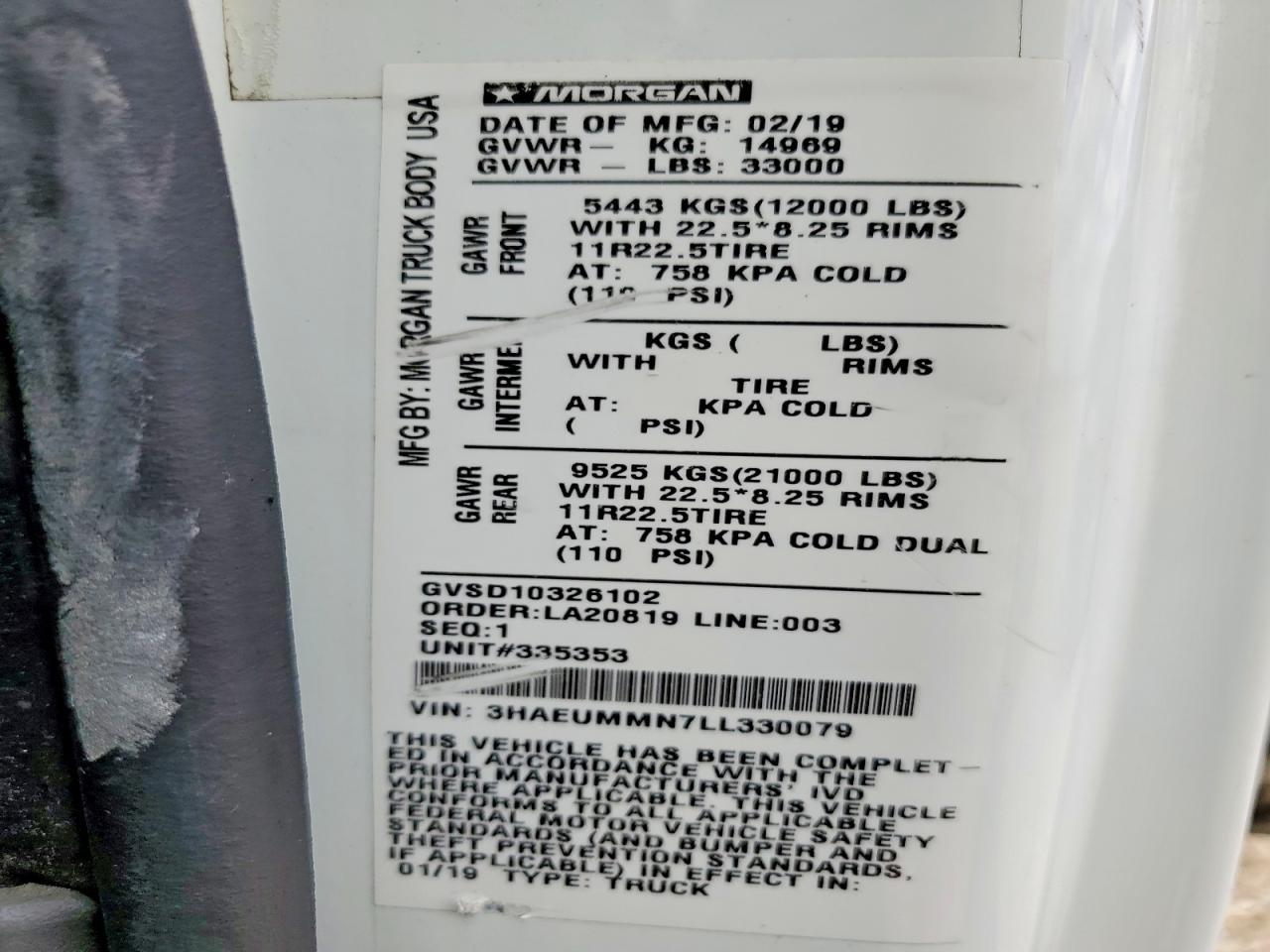 2020 International MV607 BOX Truck
