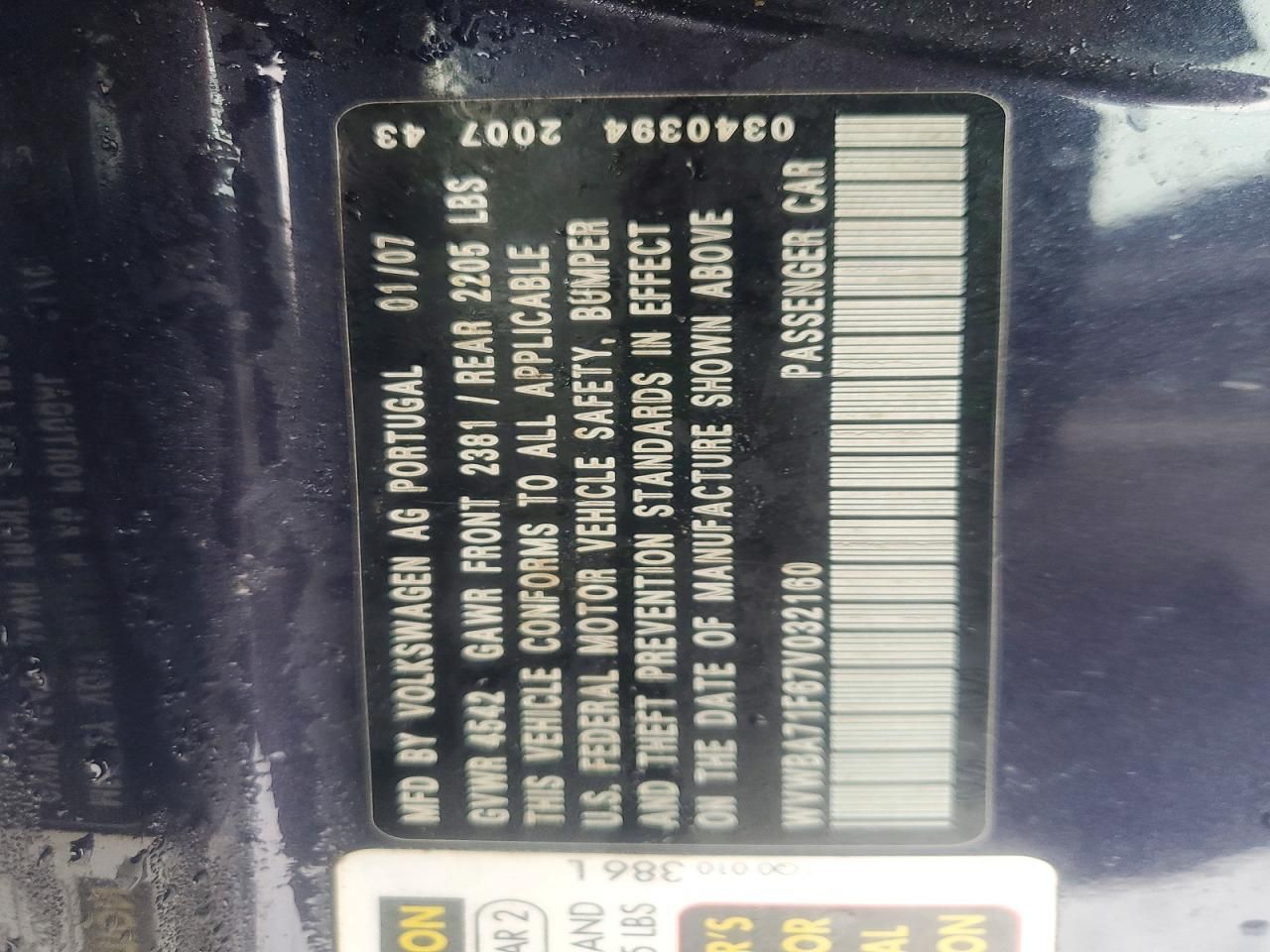 2007 Volkswagen Eos 2.0t