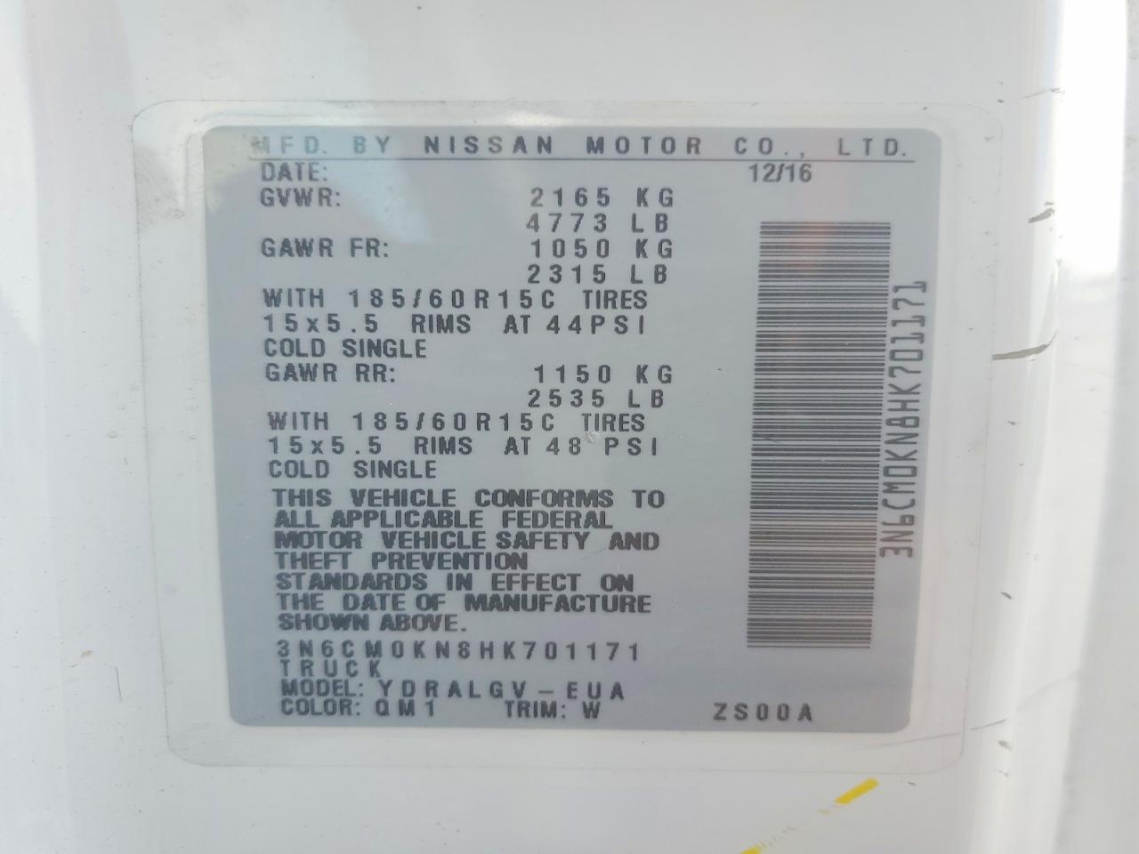 2017 Niss NV200 Compact Cargo