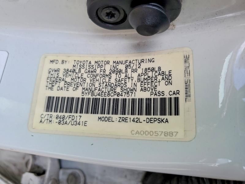 2012 Toyota Corolla s