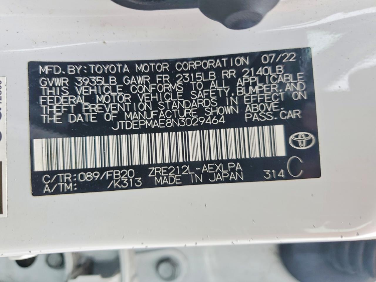 2022 Toyota Corolla le