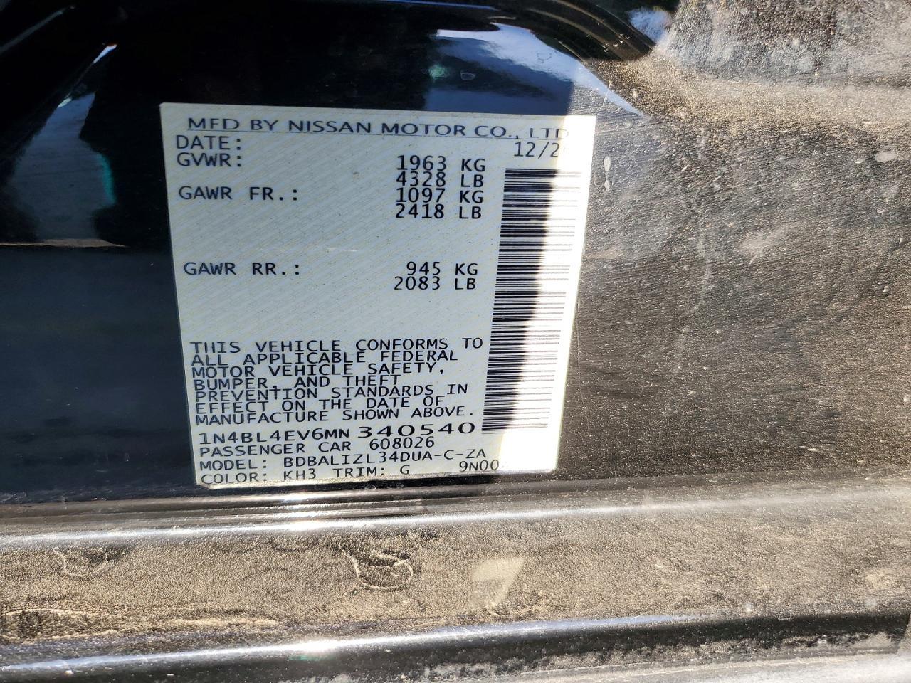 2021 Niss Altima 2.5 sl