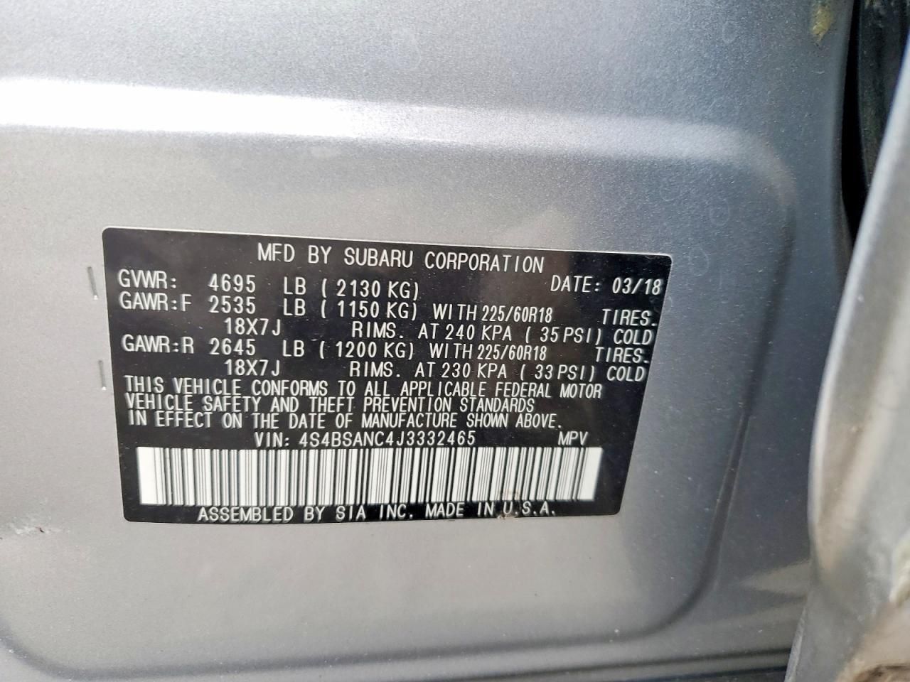 2018 Subaru Outback 2.5i Limited