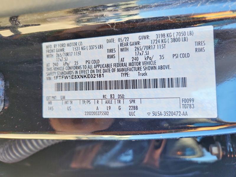 2022 Ford F150 Supercrew