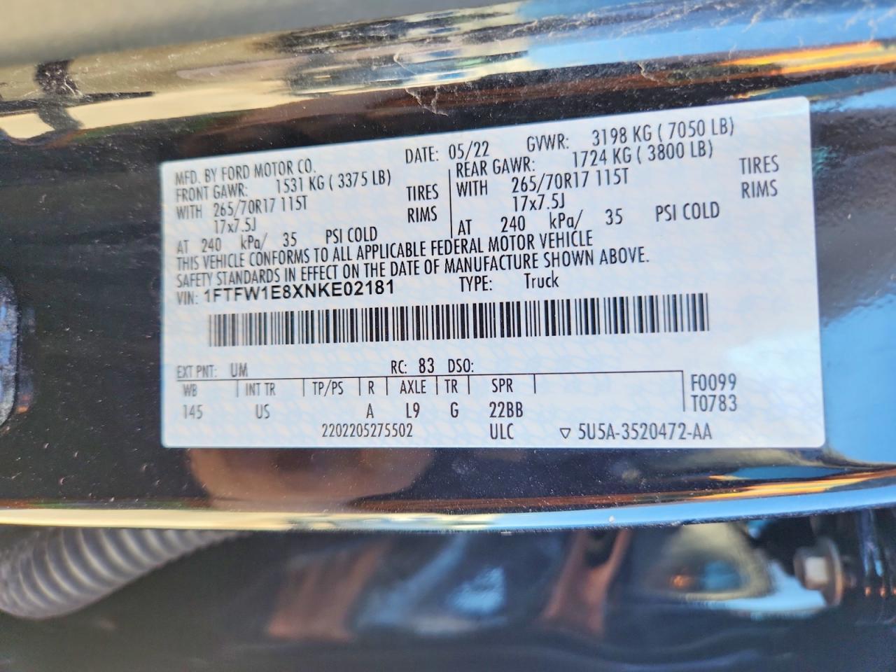 2022 Ford F150 Supercrew