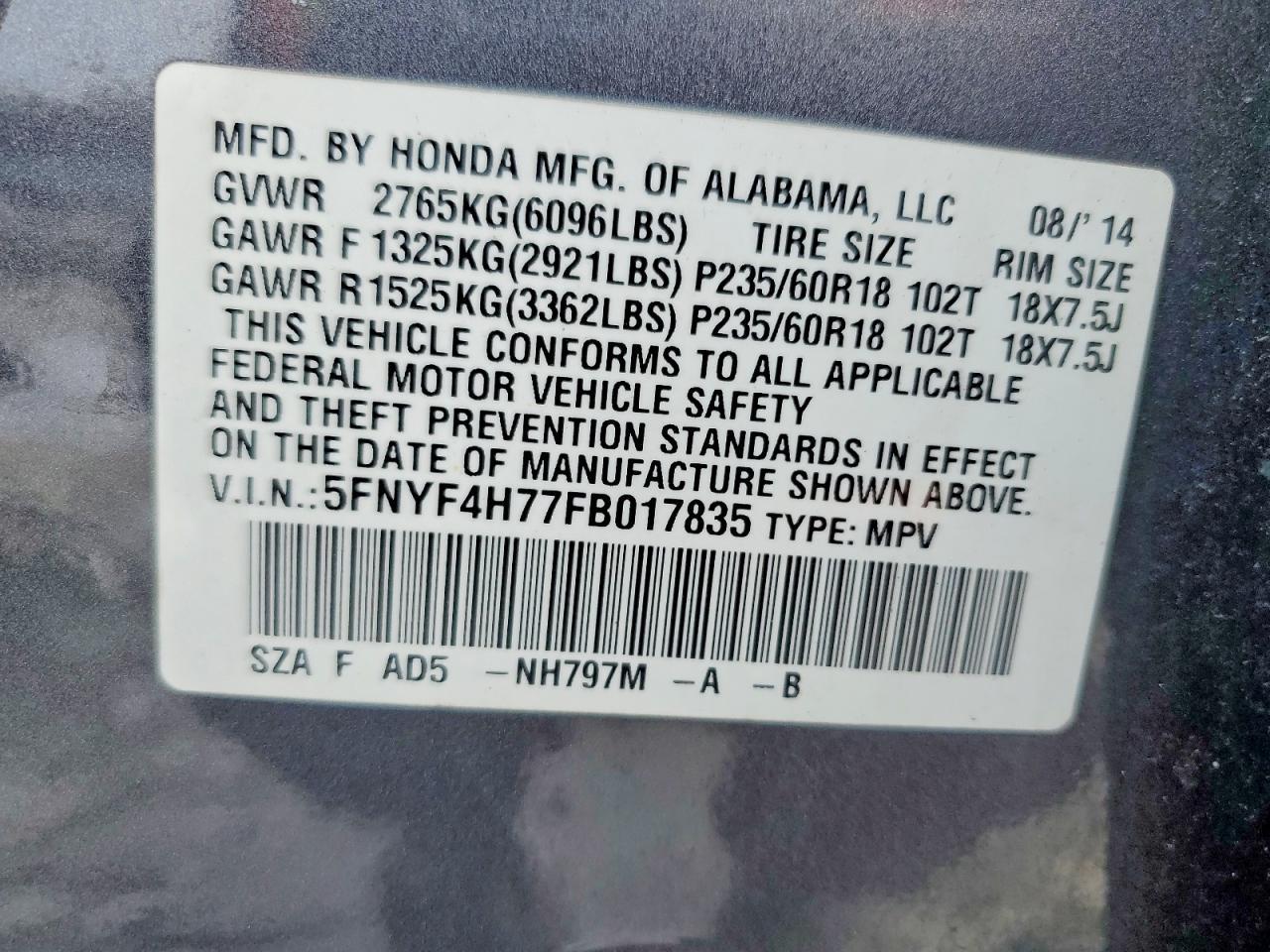 2015 Honda Pilot Exln