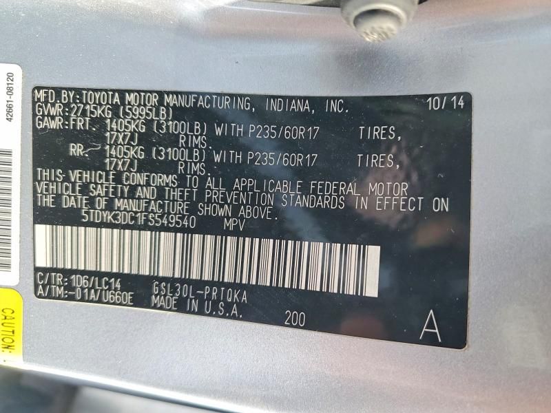 2015 Toyota Sienna xle