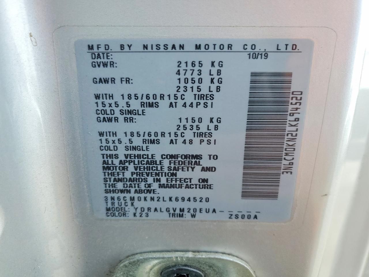 2020 Nissan NV200 Delivery Van