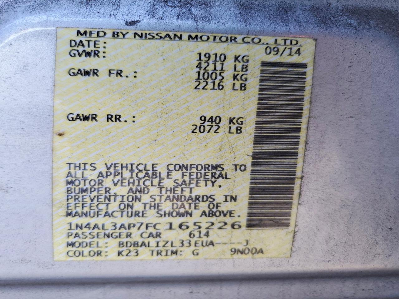 2015 Nissan Altima 2.5