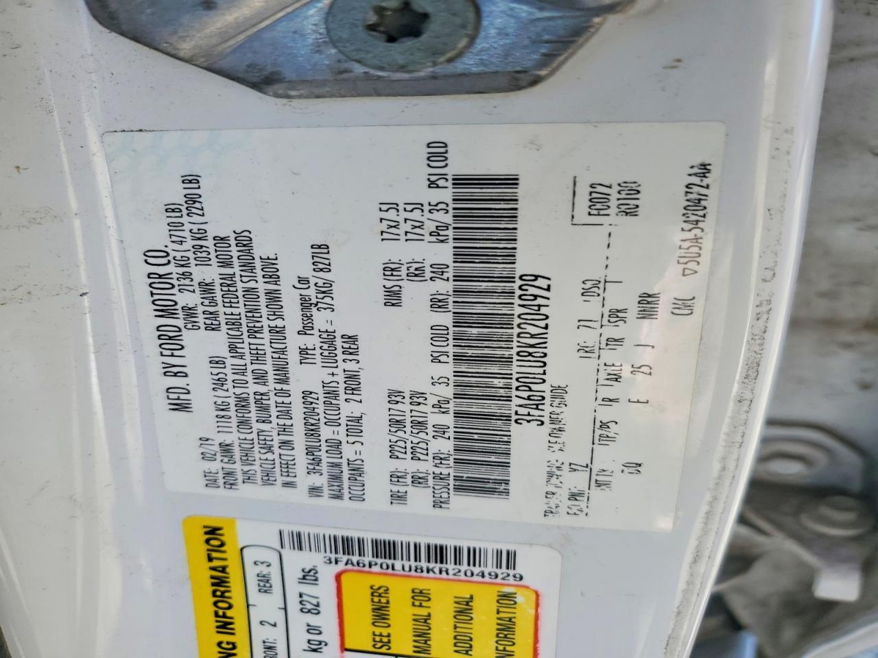 2019 Ford Fusion se