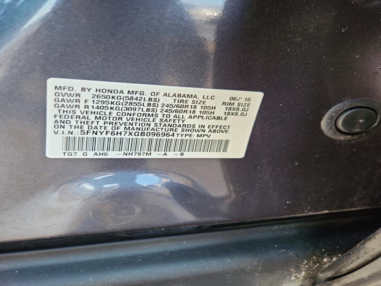 2016 Honda Pilot Exln