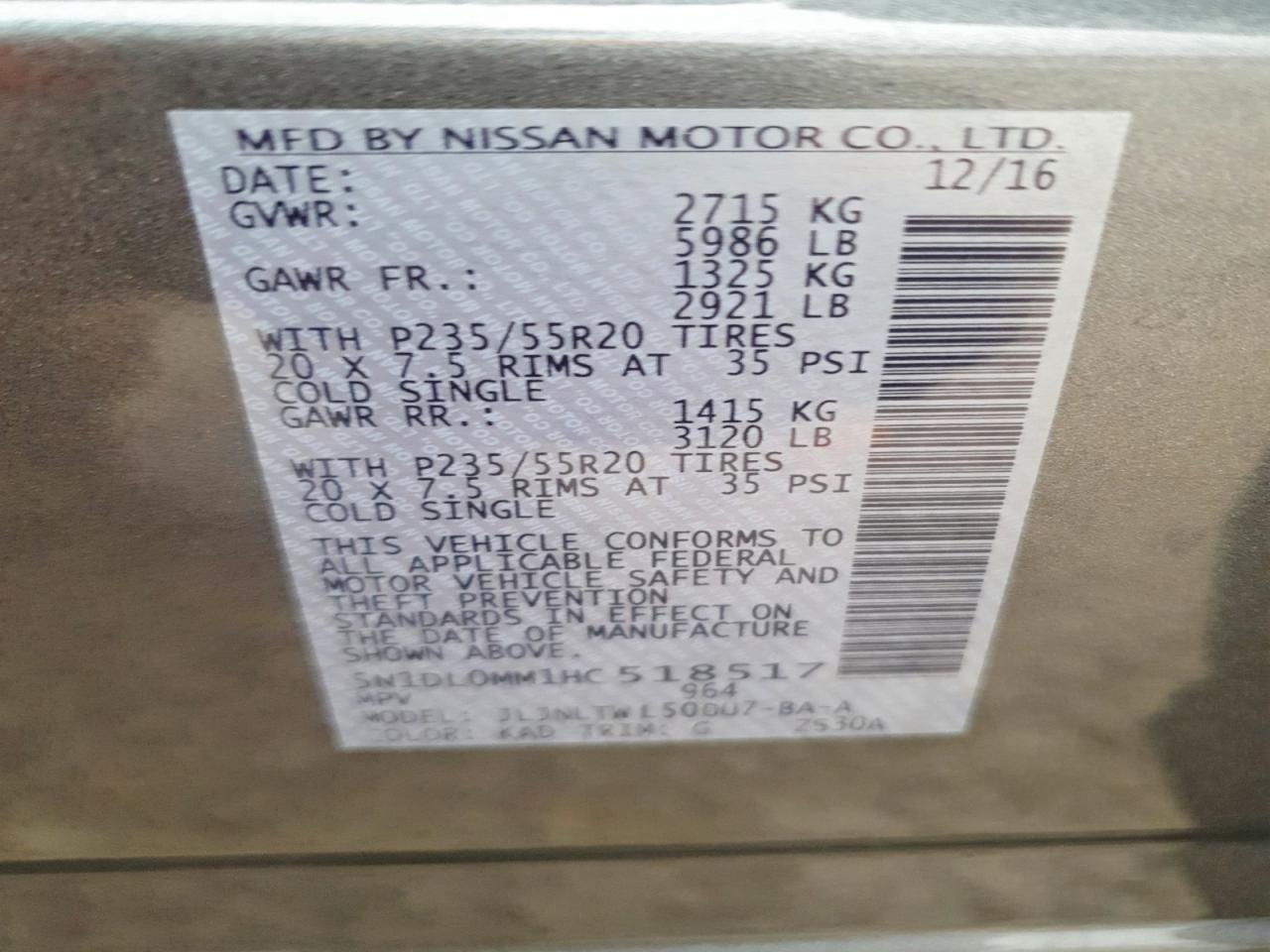 2017 Infinity Qx60 Base