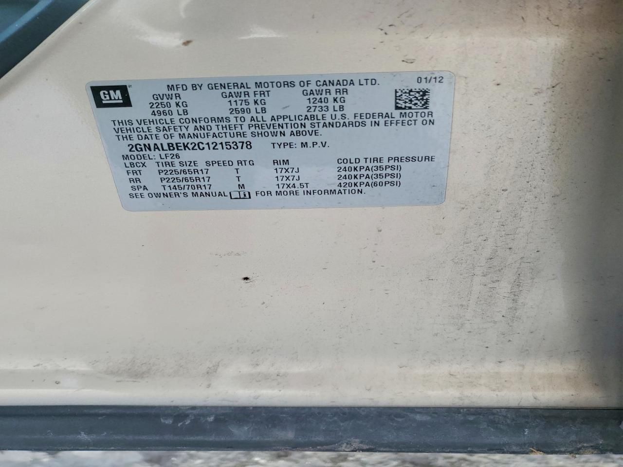 2012 Chevrolet Equinox ls