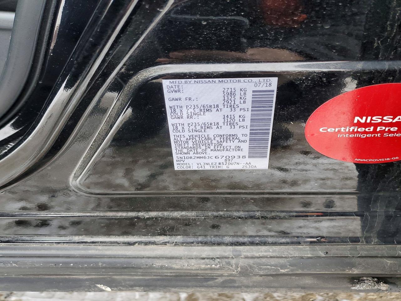 2018 Nissan Pathfinder sv