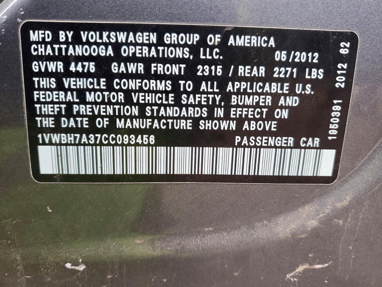 2012 Volkswagen Passat se