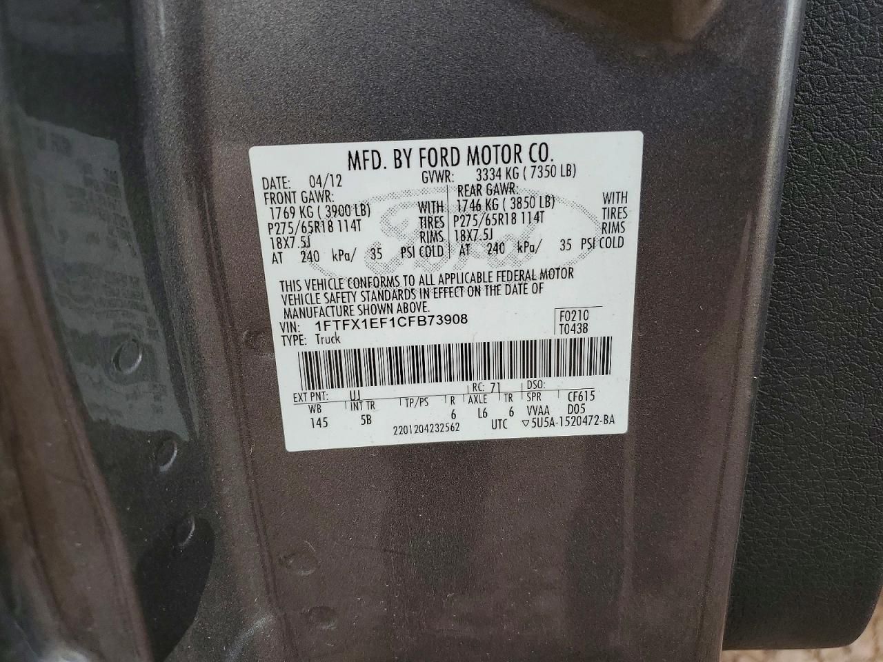 2012 Ford F150 Super cab