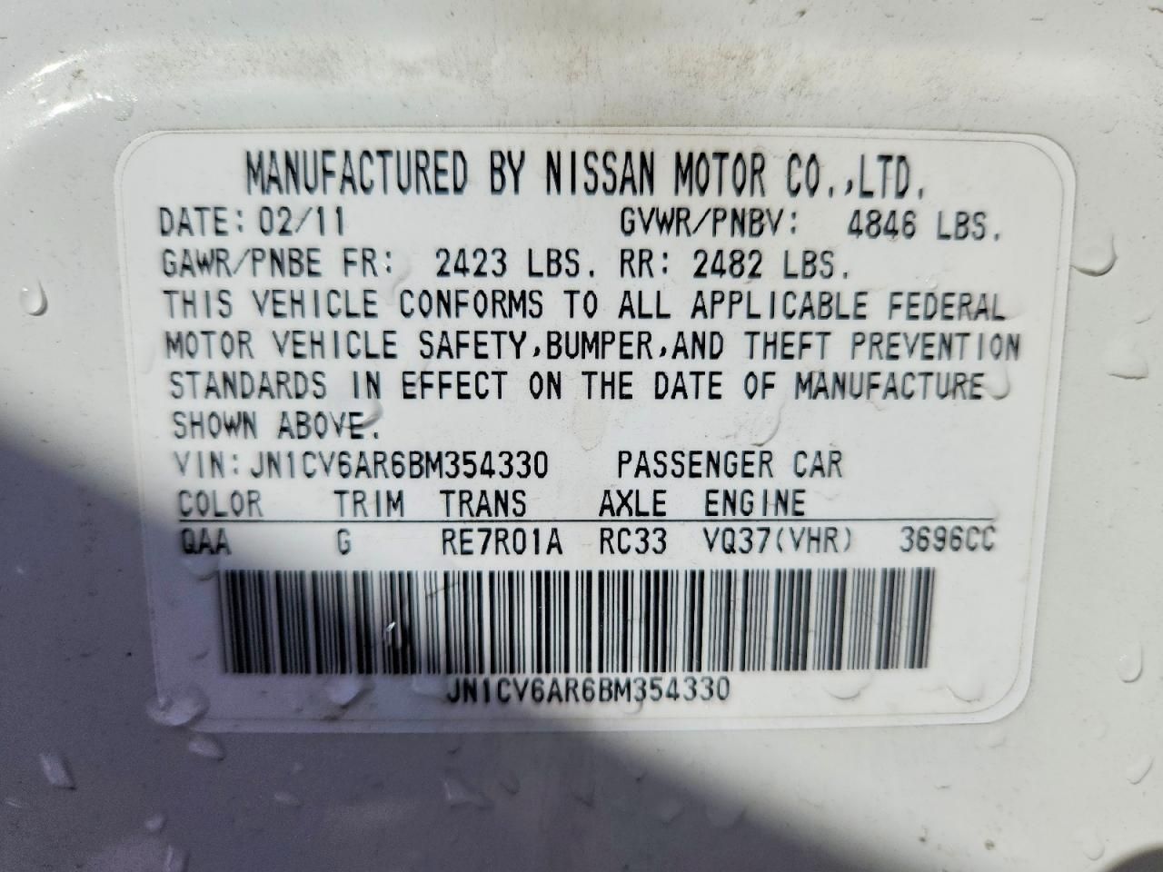 2011 Infiniti G37 Sedan x