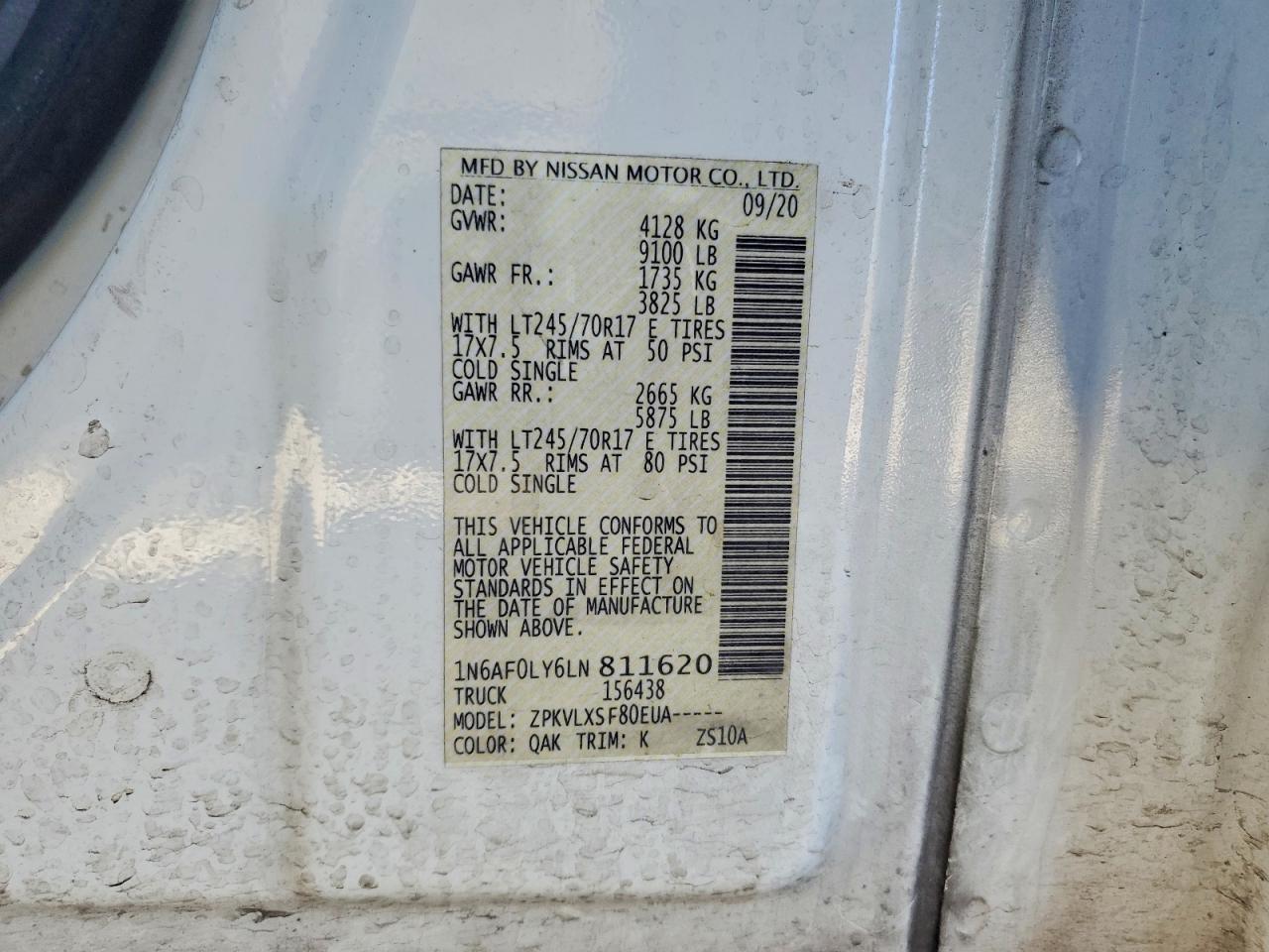 2020 Niss AN NV 2500 Delivery Van