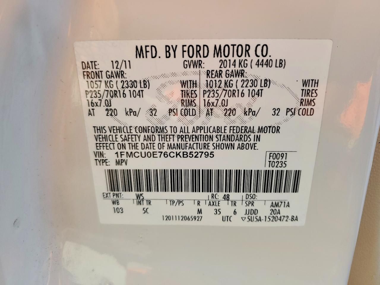 2012 Ford Escape Limited