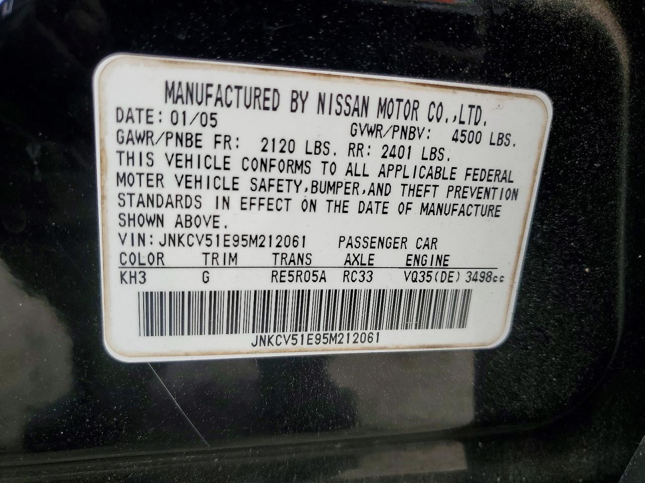 2005 Infinity G35 Base